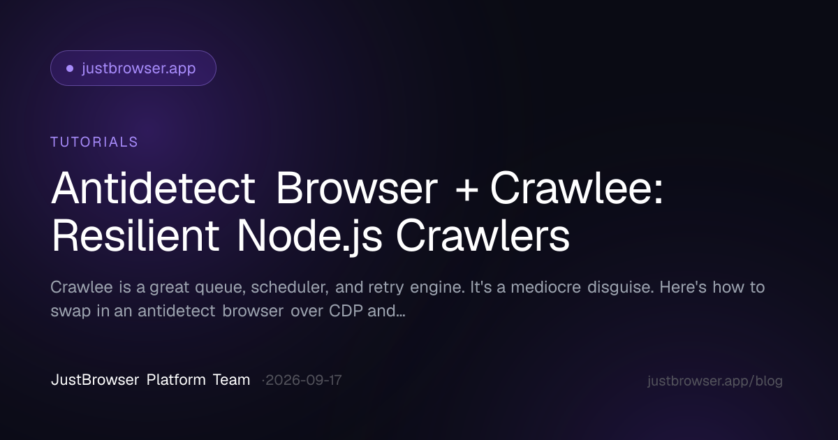 Antidetect Browser + Crawlee: Resilient Node.js Crawlers