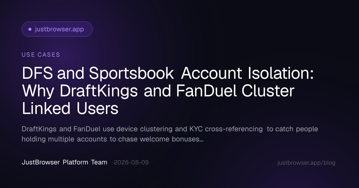DFS and Sportsbook Account Isolation: Why DraftKings and FanDuel Cluster Linked Users