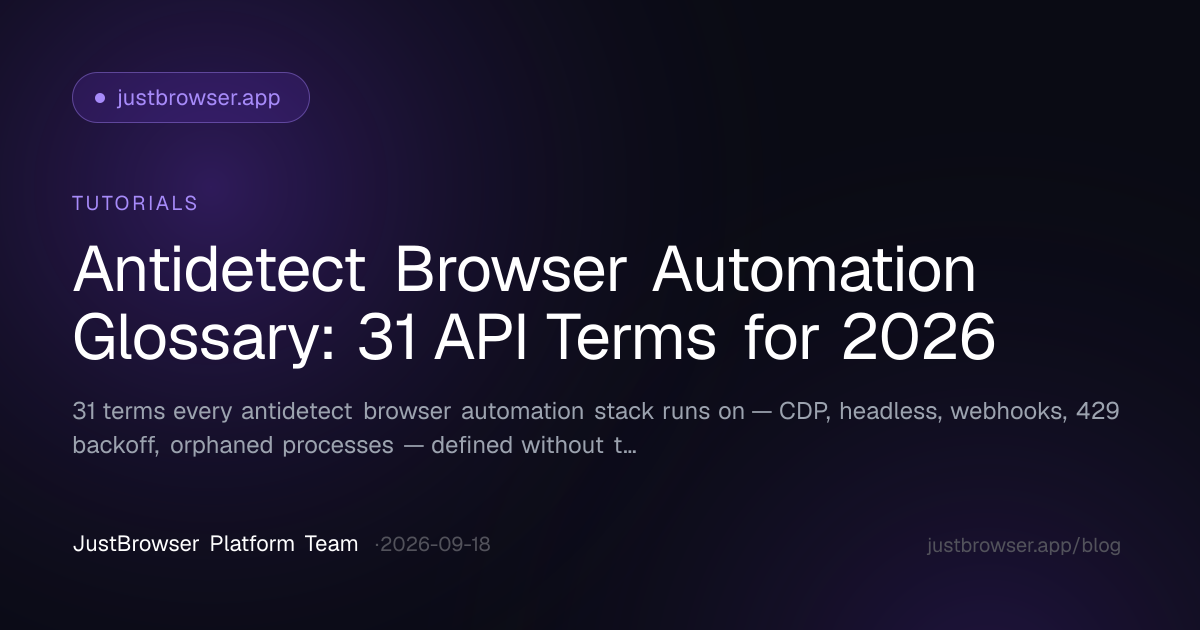 Antidetect Browser Automation Glossary: 31 API Terms for 2026