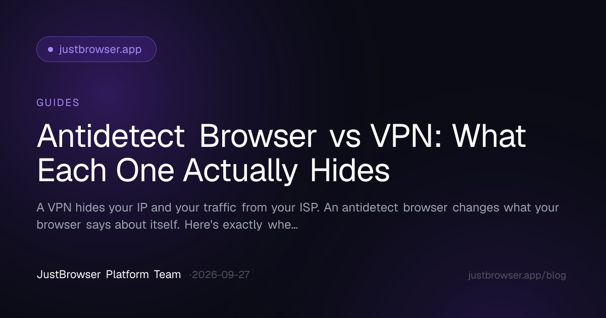 Antidetect Browser vs VPN: What Each One Actually Hides
