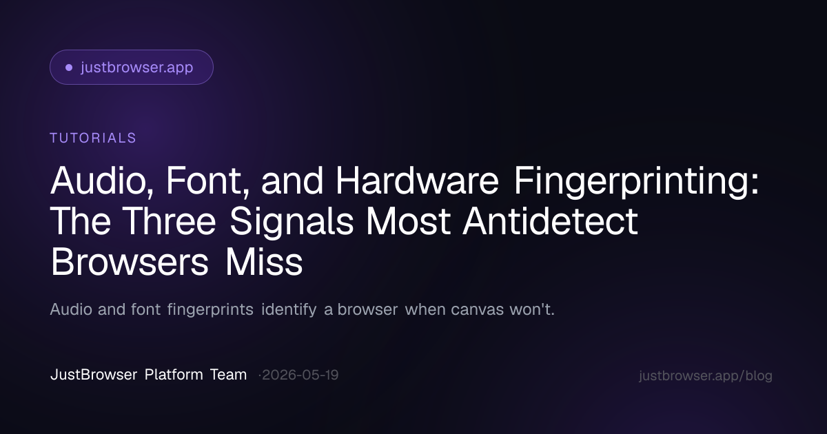 Audio, Font, and Hardware Fingerprinting: The Three Signals Most Antidetect Browsers Miss