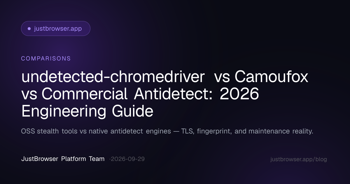 undetected-chromedriver vs Camoufox vs Commercial Antidetect: 2026 Engineering Guide